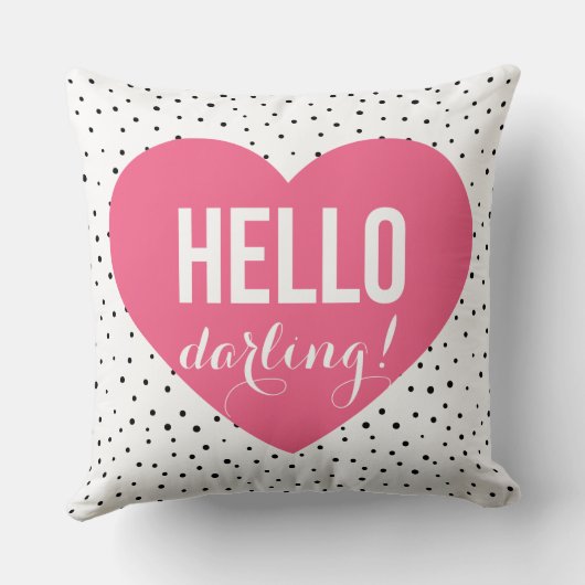 ピンクハローダーリングハート水玉模様パターン クッション (裏面)