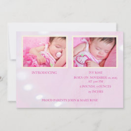 ピンクハローワールドガール誕生のお知らせ 案内状