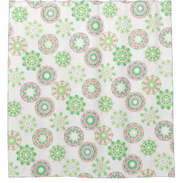 ピンクハワイアンアイススノートロピカルハイビスカススノーフレーク シャワーカーテン