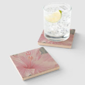 ピンクハワイアンハイビスカスストーンコースター ストーンコースター (横)