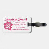 ピンクハワイアンハイビスカスフラワーフローラモノグラム ラゲッジタグ (裏面横)