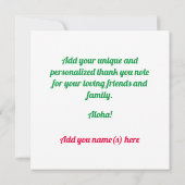 ピンクハワイアンハイビスカスマハローサンキューフラットカード (裏面)