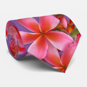 ピンクハワイアンプルメリア熱帯花パープル ネクタイ (ロール)