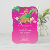 ピンクハワイアンルアウ(ハワイ式宴会)誕生パーティー 招待状 (スタンド正面)
