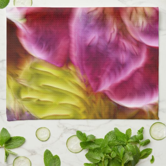 ピンクハワイアン絵を描ハイビスカス キッチンタオル (折り畳み)