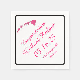 ピンクハワイアン諸島卒業紙ナプキン スタンダードカクテルナプキン