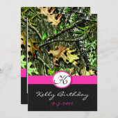 ピンクハンティングカモ バースデーパーティー招待状 招待状 (正面/裏面)