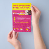 ピンクハンディウィメンズビジネスフライヤー – Home Business チラシ (ハンドル)