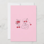 ピンクハンドドロッドさくらんぼマルチニ誕生日 招待状 (裏面)