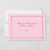 ピンクハンドドロードドードルズブライダルブランチありがとう サンキューカード (裏面)