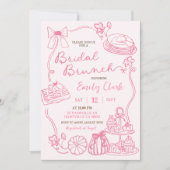 ピンクハンドドローブライダルブランチパーティー 招待状 (正面)