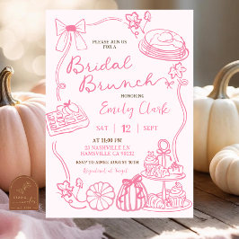 ピンクハンドドローブライダルブランチパーティー 招待状