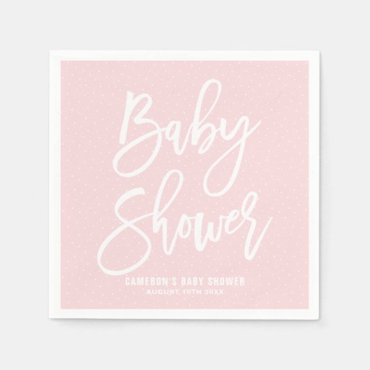 ピンクハンドレターベビーシャワー紙ナプキンス スタンダードカクテルナプキン (正面)