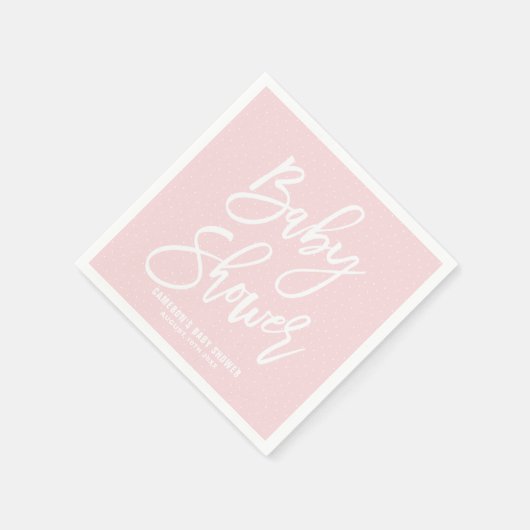 ピンクハンドレターベビーシャワー紙ナプキンス スタンダードカクテルナプキン (角)