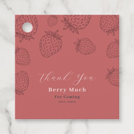 ピンクハンドローイチゴ誕生日 フェイバータグ (正面)