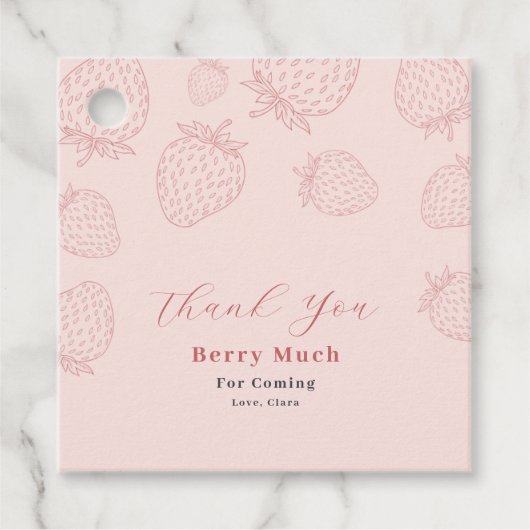 ピンクハンドローイチゴ誕生日 フェイバータグ (正面)