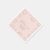 ピンクハンドローミニマリストストロベリー誕生日 スタンダードカクテルナプキン (角)