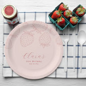 ピンクハンドローミニマリストストロベリー誕生日 ペーパープレート