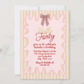 ピンクハンド絵を描ボーハローフォーティフォト誕生日 招待状 (正面)
