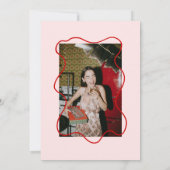 ピンクハンド絵を描ボーハローフォーティフォト誕生日 招待状 (裏面)