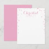 ピンクハーツのコンフェッティカスタムステーショナリー 招待状 (正面/裏面)