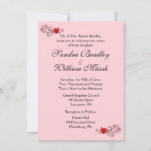 ピンクハーツの結婚式招待状 招待状 (正面)