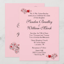 ピンクハーツの結婚式招待状