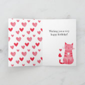 ピンクハーツキティ猫の誕生日 カード (内部)