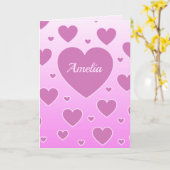 ピンクハーツバレンタイン カード (黄色い花)