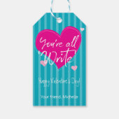 ピンクハーツ あなたたちはすべて「正解」  クラスのバレンタイン ギフトタグ (裏面)