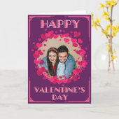ピンクハーツ カスタム写真バレンタインカード カード (黄色い花)