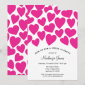 ピンクハーツ スイート16 バースデー招待状 16 招待状 (正面/裏面)