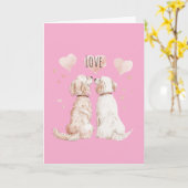 ピンクハーツ ドッグ ラブ カード (黄色い花)