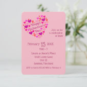 ピンクハーツ バレンタインデーパーティー招待状 招待状 (スタンド正面)