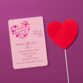 ピンクハーツ バレンタインデーパーティー招待状 招待状