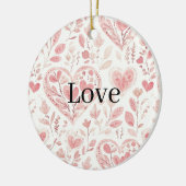 ピンクハーツ フラワーラブ セラミックオーナメント (左)