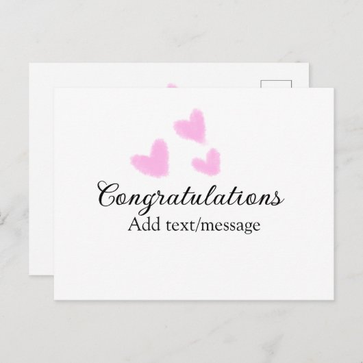 ピンクハートおめでとう卒業水の色a ポストカード (正面/裏面)