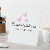 ピンクハートおめでとう卒業水の色a 台座サイン (インサイチュ)