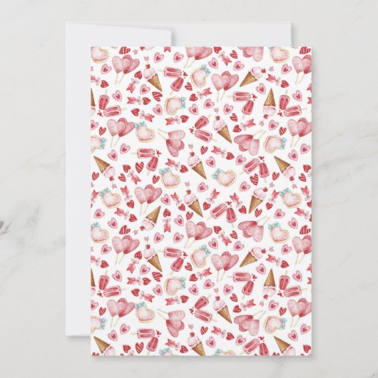 ピンクハートお誕生日ケーキ招待状 招待状 (裏面)