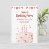 ピンクハートお誕生日ケーキ 招待状 (スタンド正面)