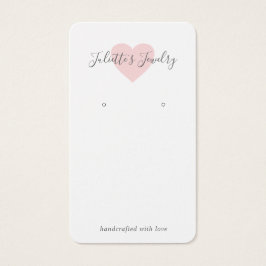 ピンクハートかわいいカスタムイヤリングホルダーカード