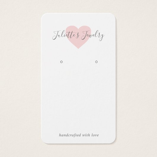 ピンクハートかわいいカスタムイヤリングホルダーカード (正面)