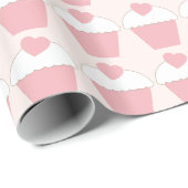 ピンクハートかわいいカップケーキ誕生日 ラッピングペーパー (ロールコーナー)