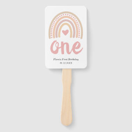 ピンクハートかわいい女の子ボホレインボーファースト誕生日 ハンドファン