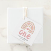 ピンクハートかわいい女の子ボホレインボーファースト誕生日 フェイバータグ (インサイチュ)