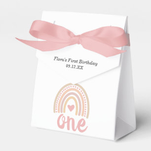 ピンクハートかわいい女の子ボホレインボーファースト誕生日 フェイバーボックス