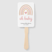 ピンクハートかわいい女の子ボホレインボーベビーシャワー ハンドファン (正面)