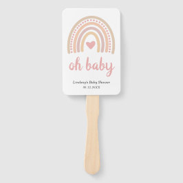 ピンクハートかわいい女の子ボホレインボーベビーシャワー ハンドファン