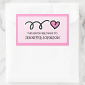 ピンクハートこの本はステッカーラベルに属している 長方形シール (バッグ)