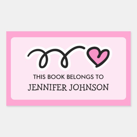 ピンクハートこの本はステッカーラベルに属している 長方形シール (正面)